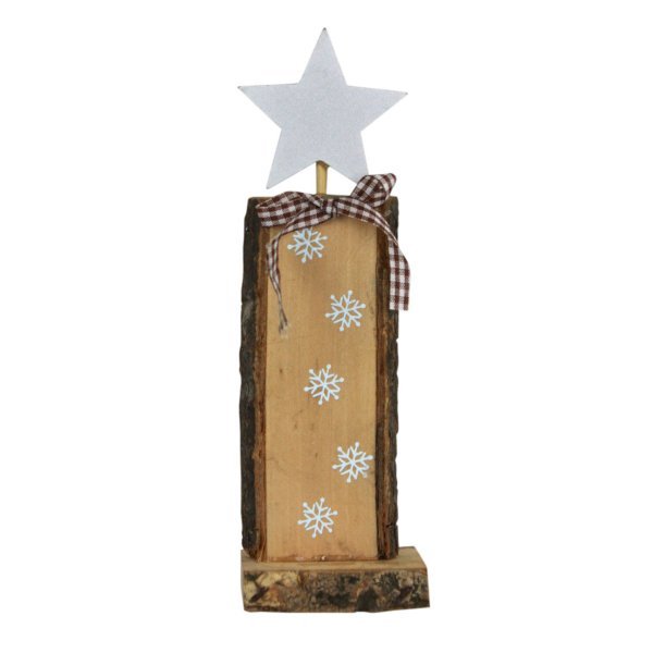 Χριστουγεννιάτικο Ξύλινο, με Λευκό Αστέρι στην Κορυφή (21cm)